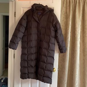 Lands End Down , Dark Brown Woman’s Long Parka